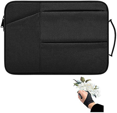 Graphics Drawing Tablet Case Carrying Bag Compatible for Wacom Intuos Pro Small PTH451 Medium PTH660 Waterproof Protective Storage Sleeve Cover Travel Portable Bag with Artist Glove(Black)