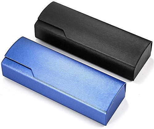 2 Pezzi Custodia per Occhiali Rigida, Astuccio per Occhiali, Retrò Portatile grande Legno custodia occhiali da vista per Donne, ragazza, Uomini, Bambini