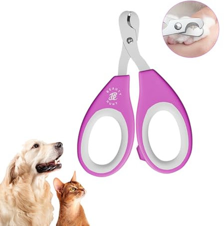 BeautyHunt Krallenschere Katzen | Krallenschneider für Haustier | Nagelknipser für Kleines Tier | Professionelle Krallenzange Kätzchen, Welpen, Kaninchen, Kleine Hunde | Rosa |