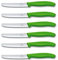 Victorinox 6 Stück Tafelmesser - Tomatenmesser Swiss Classic mit Wellenschliff rostfrei - Swiss Made - Grün