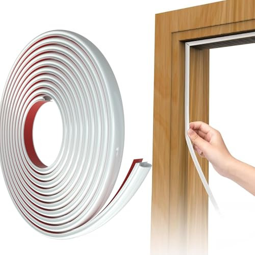 KAYLEINSTER 6M White D-Shape Rubber Door Draught Excluder Strip | Self-Adhesive Weather Stripping for Doors & Windows | Seals 2.5-5.5mm Large Gaps | Waterproof Soundproof Door Seal