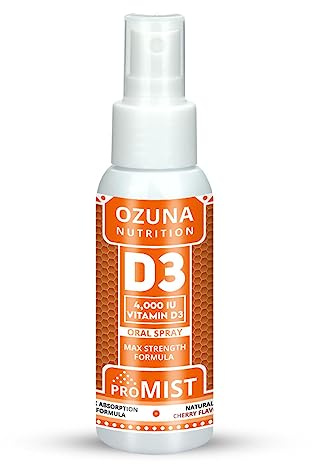 ProMIST Vitamin D3 Oral Spray – 4,000 IU High Strength | 100μg per Dose | Fast-Absorbing Formula for Bone, Teeth, and Immune Support | 90 Daily Doses | Cherry Flavour