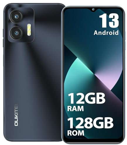 OUKITEL C36 Handy Ohne Vertrag, 12GB+128GB/1TB erweiterbar, 5150mAh 6.56 HD+ Display Android 14 günstig Smartphone 4G, Octa Core Prozessor, 13MP Panorama Kamera,Dual SIM 3 Steckplatz, Wi-Fi
