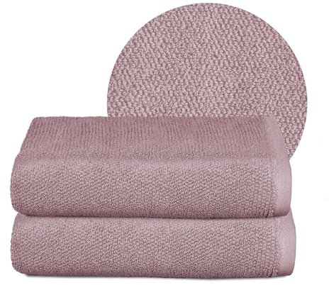BEAUTEX Handtuch-Set Premium Frottier Sets Made in Europe, 100% Baumwolle 550g/m², Oeko-TEX Zertifiziert (Set: 2 Handtücher - 50x100 cm in Altrosa)