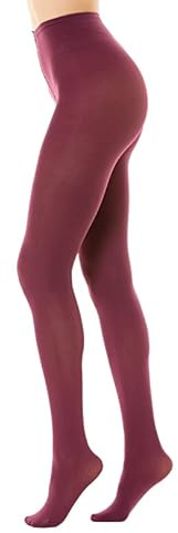 Gi&Gi Medias opacas de invierno para mujer, microfibra 3D, mallas reforzadas de cintura alta, 120 denier (FR/ES, Letras, S, M, Regular, Regular, burdeos)