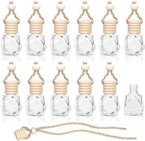 10 pièces Diffuseur Suspendu De Voiture Bouteilles De Parfum en Verre Vide Désodorisant Diffuseur Bouteille Pendentif Huile Parfum Bouteille D'aromathérapie Retroviseur Décor