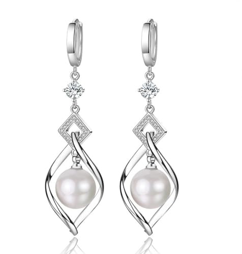 ankbrats pärlor örhängen för kvinnor, sötvattenspärlor hängande örhängen kvinnor, allergivänliga droppar örhängen med vit pärla för flickor, klein, Sterlingsilver