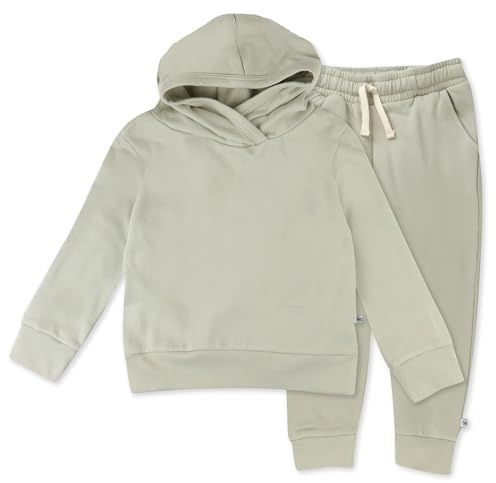 HonestBaby Light Weight Hoodie Sweatsuit Set 100% Organic Cotton for Toddler, Baby Boys, Girls, Khaki (2-Pack), 4T