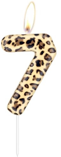 Leopard Zahl 7 Geburtstagskerze Tortendeko, Braun Leopard Muster Geburtstag Kuchen Kerze, Geburtstag Party Dekoration für Jungen Mädchen Männer Frauen