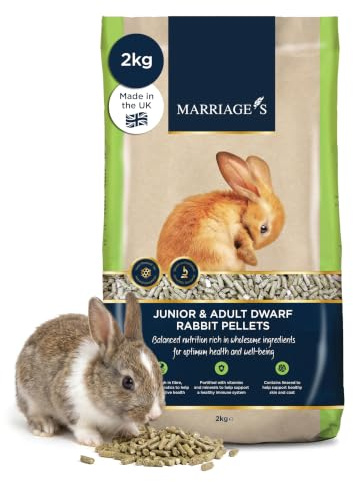 Marriage’s - Indoor Rabbit Food Pellets for Healthy Weight & Immune System, Dwarf & Baby Rabbit Food with Sunflower Seed, 100% Nutri Pressed, Suitable for 20 Weeks and Older (2kg)