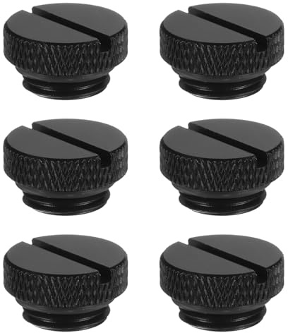 QUARKZMAN 6pcs Tapón de Rosca G1/4 para Enfriamiento Líquido de PC, Tapón de Cobre de Conexión de Refrigeración por Agua Accesorio para Sistema de Computadora Tubería, Negro