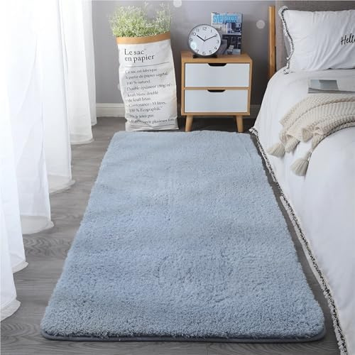 ZJEQZH Alfombras De Habitación Suaves y Mullidas, Pie De Cama Lavable Antideslizante De Pelo, para Dormitorio Matrimonio/Infantil/Juvenil y Salón(Light Gray,60x120 cm)