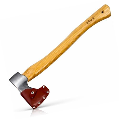 Xforst Hacha Forestal X-AG3 – Hacha de Partir 50 cm con Mango de Madera de Hickory | Cabeza Forjada de Acero | 1,15 kg | para Bosque, Camping y Trabajo con Leña