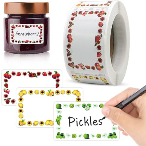 Etiquettes Autocollantes Bocaux, 500 Pièces Étiquettes à Confiture, Etiquettes Adhésives Étiquettes Confitures, pour Pots De Confiture, Pots à éPices, Bouteilles