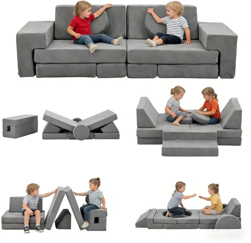 LALAHO Kindersofa Spielsofa für Kinder aus Kordsamt Cord（Grau）