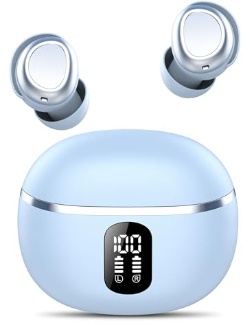 Mini cuffie Bluetooth senza fili 5.3, cuffie in-ear Bluetooth con cancellazione del rumore, 50H di durata, bassi profondi, comode e senza stress, IPX7 impermeabili, auricolari ultraleggeri con 4