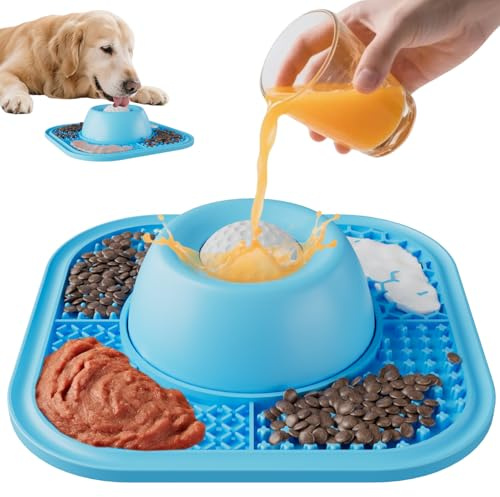 Pawinner Tappetino per cani con palla da leccare, tappetino in silicone con ventose antiscivolo, per combattere la noia e l'ansia, ciotola interattiva per cani e gatti, per la casa