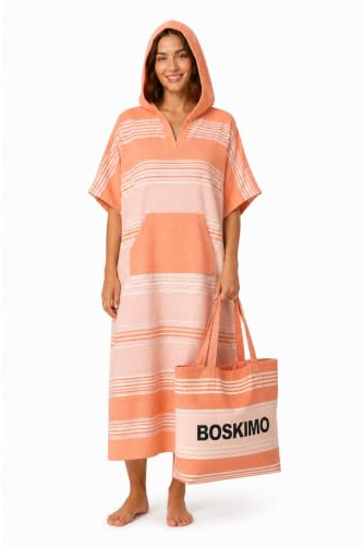 BOSKIMO Poncho Handduk för Vuxna med Kapuce - Strand Bastu Surf - Väska Ingår
