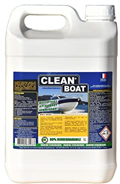 Clean Boat 5L | Nettoyant Bateau Multi-usages | nettoie, détache, dégraisse et protège Le Bateau intérieur et extérieur. Toutes Surfaces | Biodégradable 98% Fabriqué en France Depuis 25 Ans