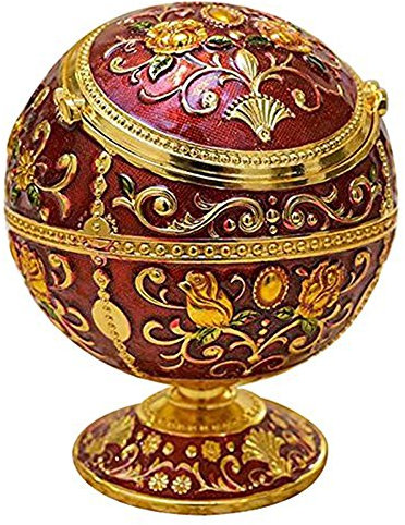 AITELEI Metal Globe Ashtray Windproof Ashtray with Lids Portable Cigarette Ashtray Hand Stamped Pattern Ball Ashtray for Outdoors Indoors Home Hotel,Nice Gift