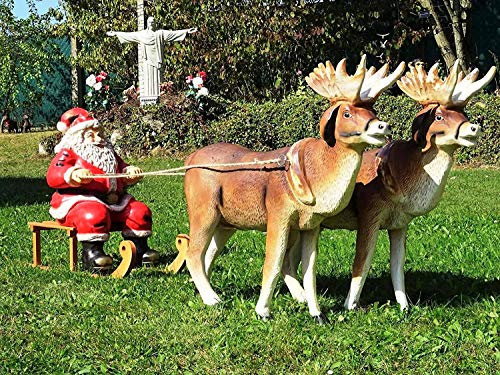 XXL Set 2 Rentiere + Schlitten + WEIHNACHTSMANN ~ ELCH~WEIHNACHTSDEKO~GESPANN ca. 180cm lang~Gartendeko~Deko~Santa~ELCH~NEUHEIT