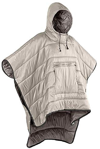Gaorui Winter Poncho Coat Outdoor Camping Warmth Small Quilt Blanket Water-resisitant Sleeping Bag Cloak Cape with Hat for Adult (Khaki)