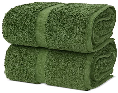 Chakir Turkish Linens Toallas turcas de algodón prémium de Calidad de Hotel y SPA (Toallas de baño Jumbo de 35 x 70 Pulgadas, Musgo)