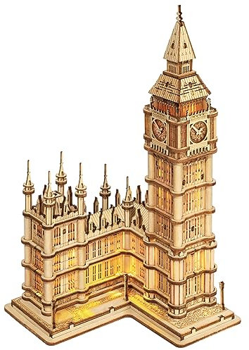 ROBOTIME 3D-Puzzle Big Ben Holzmodellbausätze für Erwachsene, um Ihr eigenes lasergeschnittenes Puzzle zu bauen, Bau-Bastel-Kits, beste Geburtstagsgeschenke