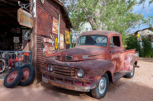 Papier Peint Photo INTISSÉ-OLDTIMER-300x223 cm-(4383AE)-Route 66 Voitures Rétro Voitures Anciennes Vintage Colle Inclus Mural Décor Motif Poster Géant Stickers Muraux Optique Moderne Fond Effet XXL