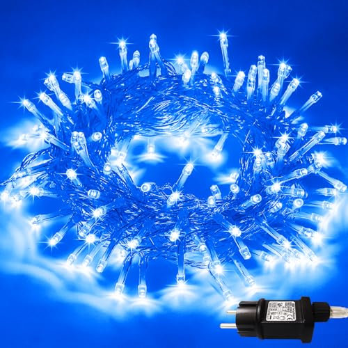 Guirnalda luminosas, Luces LED Navidad 13 Metro 100 LED Extensible con 8 Modo de Iluminación, IP65 Impermeable para Decoración Interior e Exterior, Árbol, Halloween, Fiestas, Bodas, Jardín - Azul
