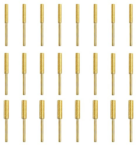 TNSLAND 24 Pezzi Affila Catena Motosega, Affilacatene Affilatore per Motosega 4mm 4.8mm 5.5mm, Affilatrice Lima per Motoseghe Diamantate, Punte per Molatura in Pietra per Affilatrici per Motoseghe