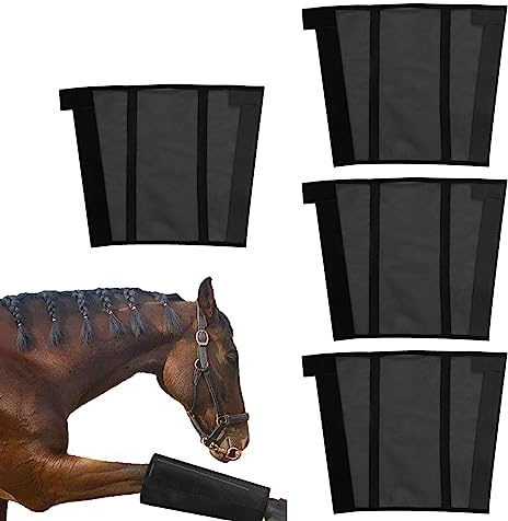 4 guêtres anti-mouches pour chevaux, respirantes, durables, fines en maille, pour course chevaux, entraînement, spectacles d'équitation, saut Povanjer