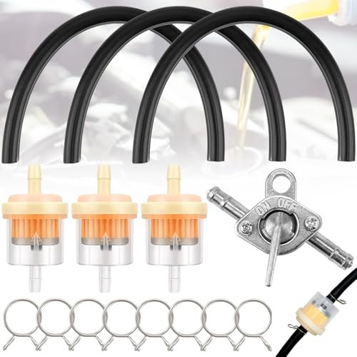 Duyteop Universal Kraftstofffilter, Motorrad Gas Kraftstofffilter, Benzinfilter Für Scooter Roller, Motorrad Benzinfilter Mofa, Inkl Kraftstofffilter Schlauch Kit Mit 8 Schlauchschellen