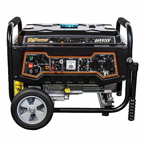 ITCPower Generador Eléctrico Gasolina Monofásico Silencioso 2800W para Uso Doméstico - Generador Portátil 230V con Ruedas y Bajo Consumo - 4 Tiempos con Alta Autonomía y Seguridad