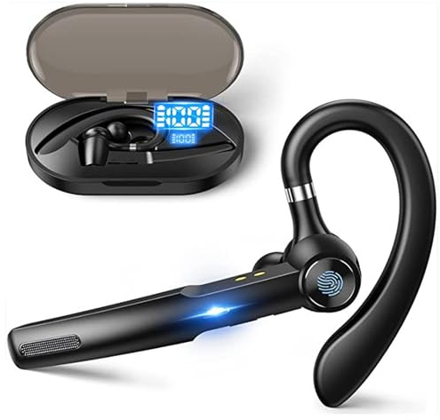 Bluetooth-headset, Trådlös Bluetooth-hörlur, Handsfree-hörlurar med Inbyggd Mikrofon, för Bilkörning/affärer/kontor, Kompatibel med IOS Android-mobiltelefon