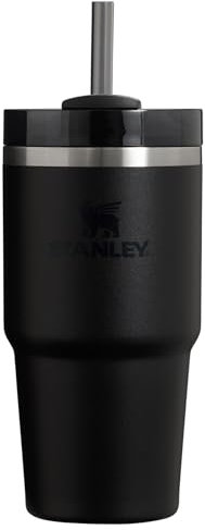 Stanley Quencher H2.0 FlowState vakuumisolierter Becher aus Edelstahl mit Deckel und Trinkhalm, für Wasser, Eistee oder Kaffee, Smoothie und mehr, Schwarz 2.0, 0,6 l