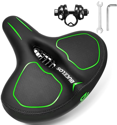 BUCKLOS Extra bred komfort cykelsittdyna för män kvinnor – cykel stora mjuka skumvadderade säten för motionscykel/peloton/cykel/stationär cykel/snurrcykel
