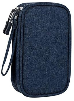 PAPOEEA Kabeltasche Elektronische Tasche Organizer Universal Kabelorganizer Tasche, Reisekabel Organizer Doppelschicht Reise Elektronik Zubehör Tasche für USB Ladekabel Powerbank Blau