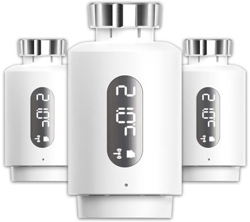ANTELA Termostato Intelligente, Termostato per Riscaldamento Wifi, Valvola Termostatica Wifi Compatibile con Alexa, Controllo Remoto, 2.4Ghz, 3 Pezzi