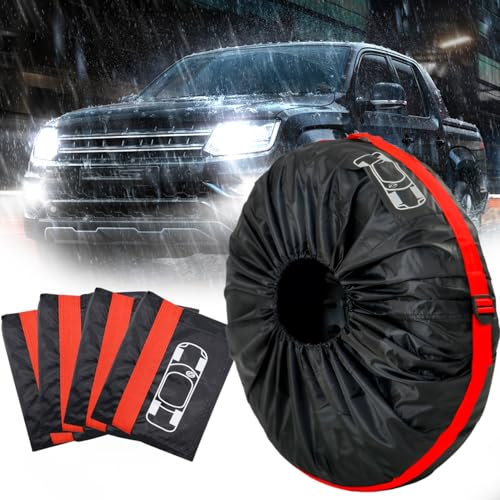 Esshogo Set di 4 Borse per Pneumatici Auto, Set Borse Porta gomme con Tracolla, Impermeabili Antipolvere Copriruota Custodia, Borse per Pneumatici, Borsa Copriruota, Ruota Wheel Bag