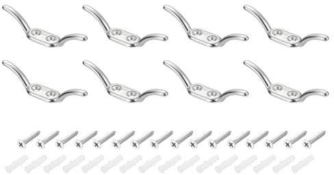 sourcing map 8 Stück 89 x 16 mm Jalousienschnur, Sicherheitsseil, Edelstahlhalter, Fensterschnurhaken mit Schrauben für Vorhänge, Sonnenschutz, Seile, Silber
