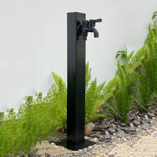 Colonne d'eau verticale cylindrique en acier inoxydable 304 pour jardin, support de tuyau autoportant avec robinet verrouillable, distributeur d'eau pour robinet antigel extérieur, fontaine à eau pour