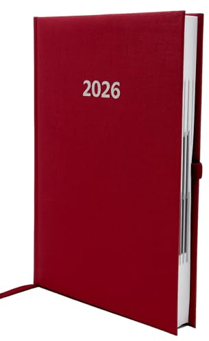 Buchkalender Chefplaner A5 1 Tag 1 Seite auch sonntags (2026 rot-metallic)