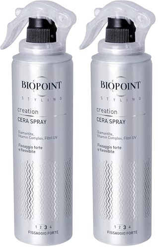 Biopoint Styling - Cera Spray per Capelli a Fissaggio Forte Senza Residui, Azione Illuminante e Modellante, Dona Sostegno Prolungato e Flessibilità, 150 ml (Confezione da 2)