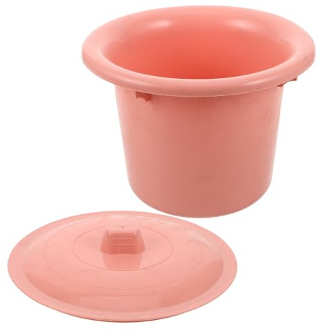 HAPINARY Orinal para Adultos con Tapa Rosa, Cubo de Plástico Portátil de Alta Capacidad, Bacinilla Nocturna para Uso en Casa, Camping y Emergencias, Botella de Orina Resistente