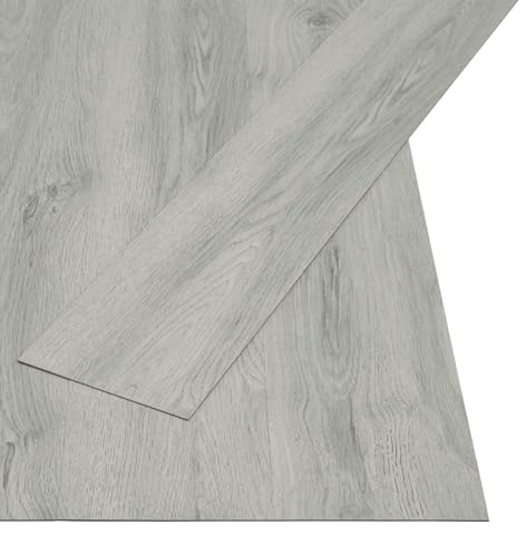 YunCangg Lot de 32 panneaux de revêtement de sol autocollants en PVC gris clair 4,46 m² pour salon, cuisine, couloir, rénovation avec isolation phonique et pose facile