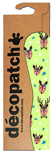 Décopatch - Ref C726O - Light Green Christmas Reindeer Print Paper Pack - Each Sheet 30 x 40cm, Pack of 3 Paper Sheets - Best Used With Décopach Glue & Varnish, Green