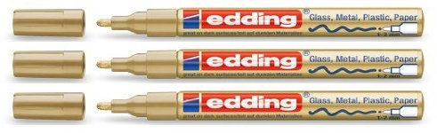 edding Glanzlack-Marker creative 751 gold, 1-2 mm (3er Pack)