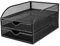 OSCO Schwarzer Wiremesh Sortierer mit 2 Schubladen und Briefablage, A4, Schubladen, Schreibtisch-Aufbewahrung, Dokumenten-Organizer, Aktenhalter, (H x B x T): 18,5 x 25 x 34,2 cm