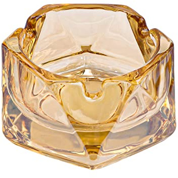 Glass Ashtray for Cigarettes, Tabletop Ashtray and Modern Decoration for Home Office Bar Restaurant Indoor Outdoor (Orange Small Size)